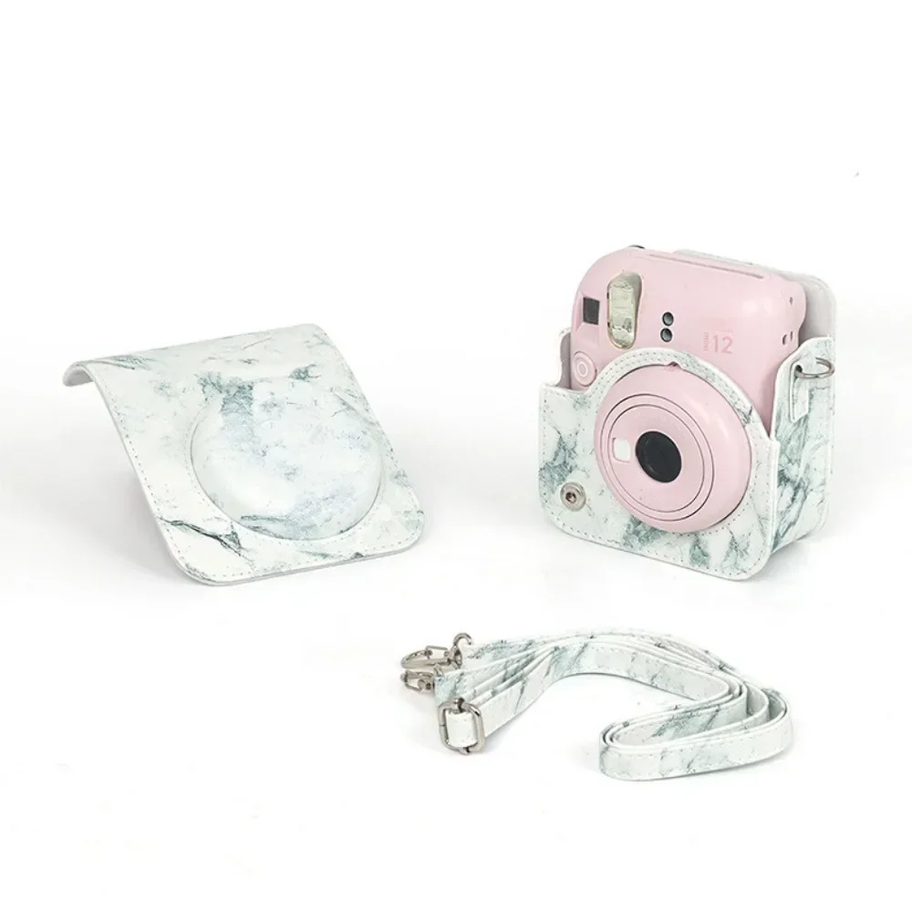 Protective Carrying Case For Mini 12/11 Cameras, Marble Pattern PU Leather With Soft Lining Shoulder Bags