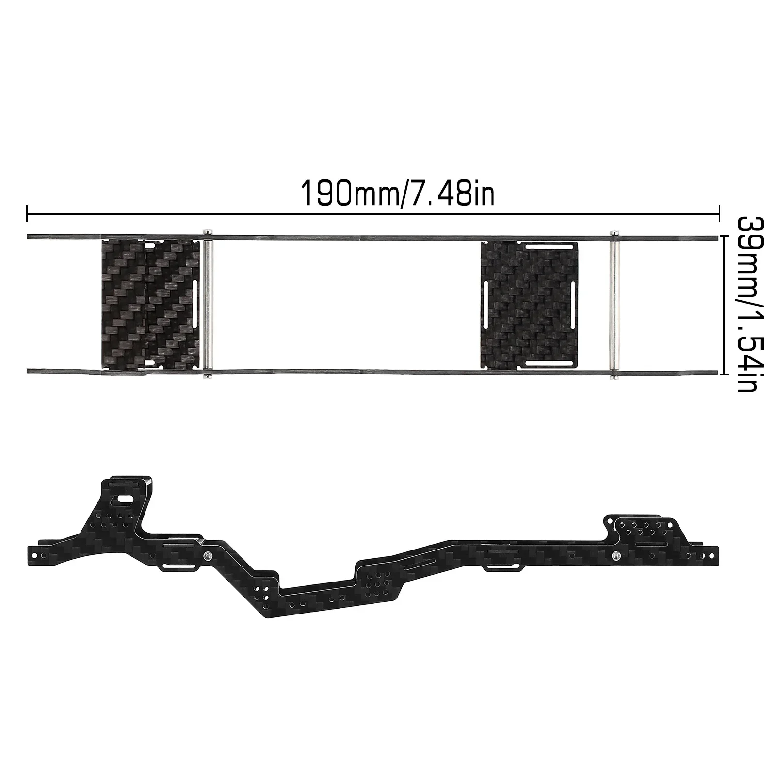 INJORA LCG Carbon Fiber Chassis Kit Frame Girder for 1/24 RC Crawler Axial SCX24 Jeep Gladiator Dodge Power Wagon