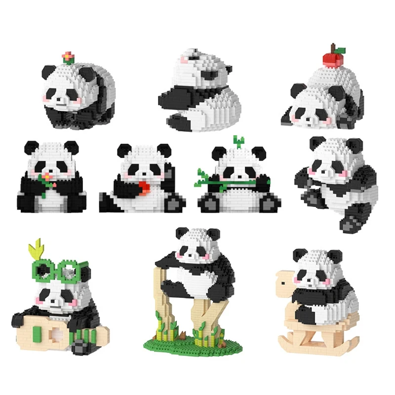 

Creative MOC Kawaii Panda Mini Building Blocks City Construction Kit Animal Model Assembly Micro Diamond Bricks Toy for Kid Gift