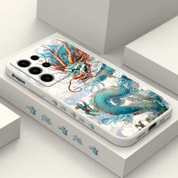 Blue Dragon Phone Case For Samsung Galaxy S25 S24 S23 S22 S21 S20 S10 Ultra Plus FE Note 20 Ultra 10 Plus Cover