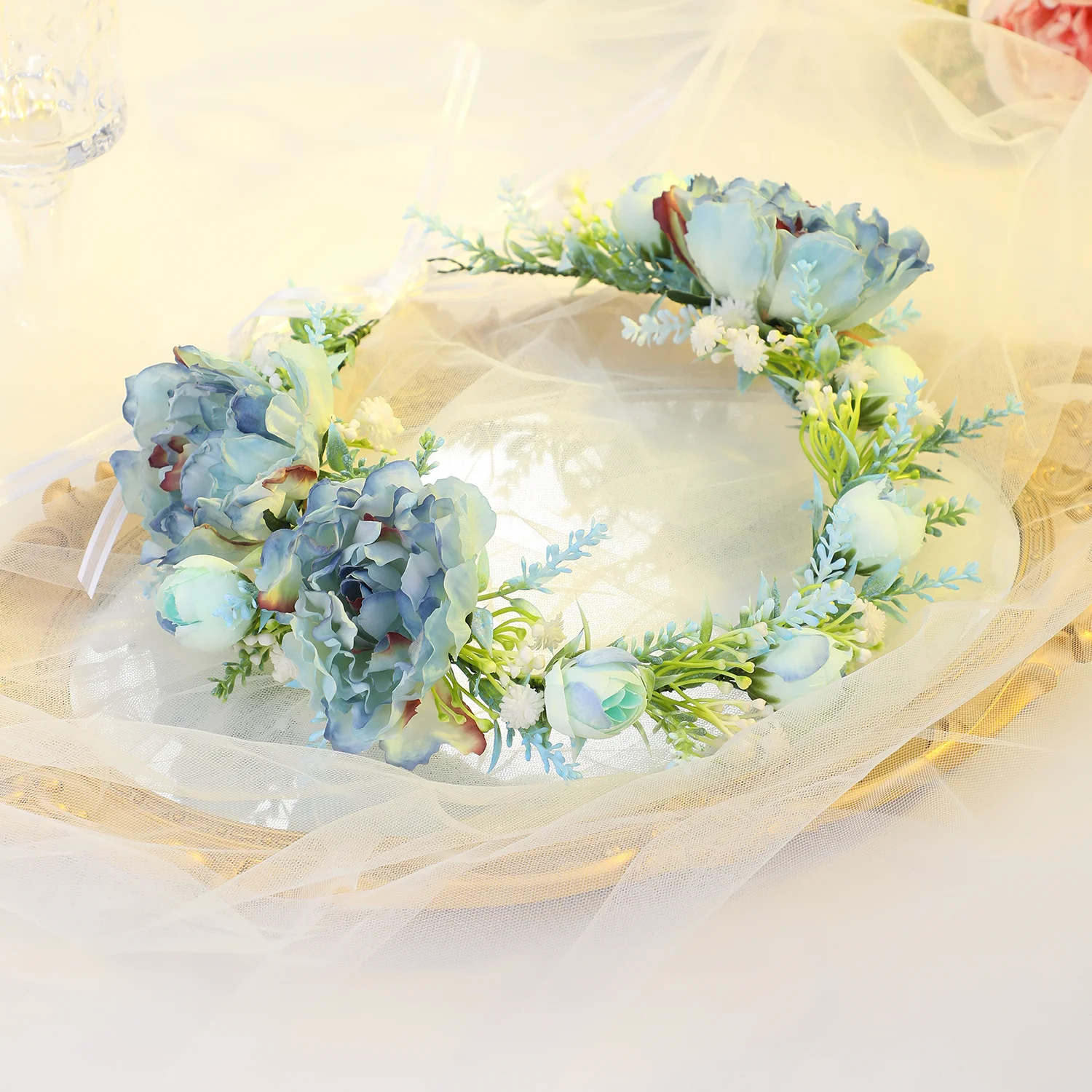 Fashion Handmade Flower Leaves Headband For Women Bride Wedding Hair Accessories Party Gift Hairbands Head Jewelry image 5