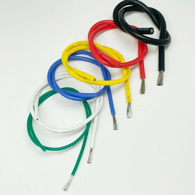 1m~50m Silicone Wire 24awg 22awg 20awg 18AWG 17AWG 16AWG 14AWG Tinned Copper Wire 200℃ High Temperature Flexible Cable 600V
