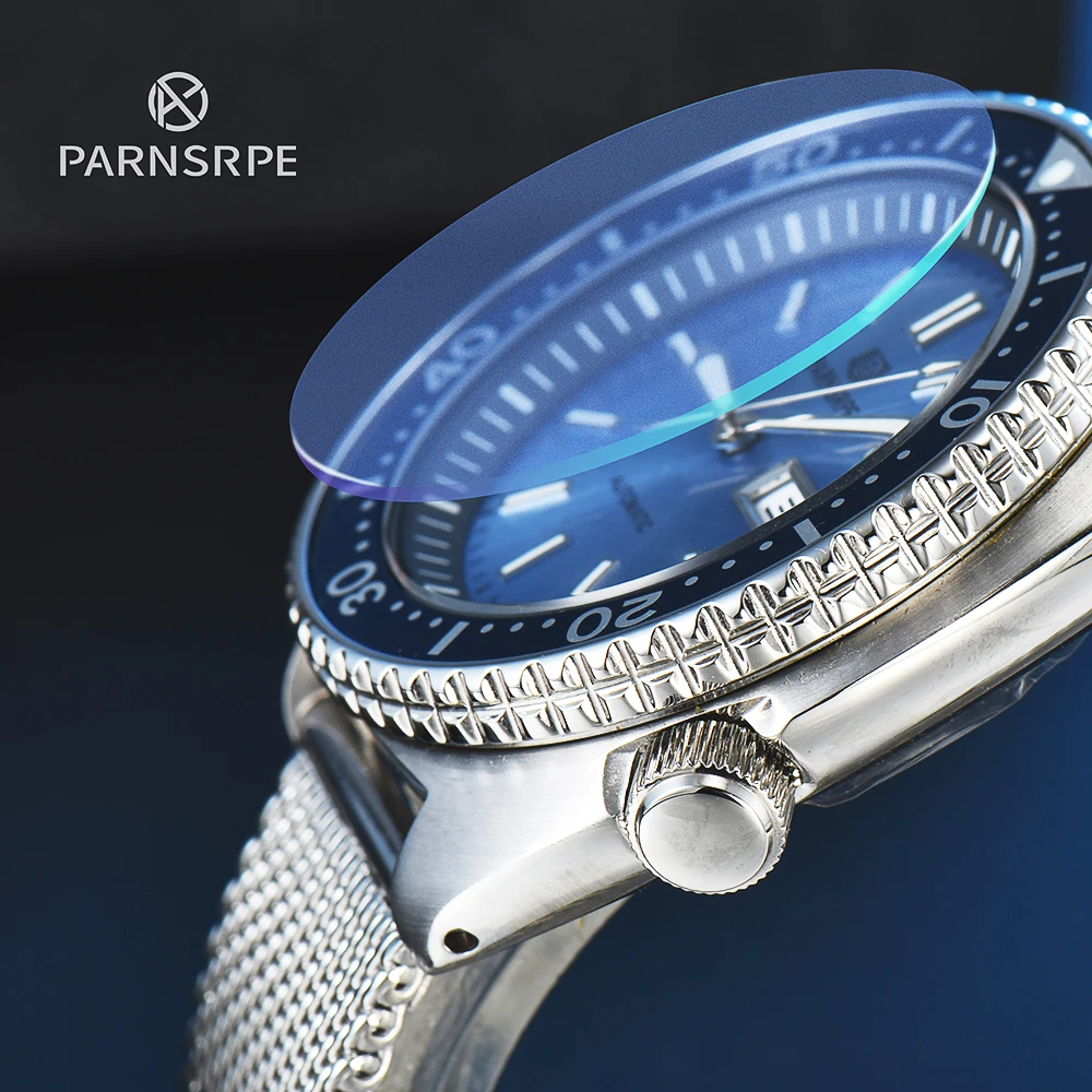 Parnsrpe-Luxe Blauw 45Mm Grote Abalone Blauw Mannen Duiken Horloge NH36A Waterdichte Rvs Case Sapphire Cr