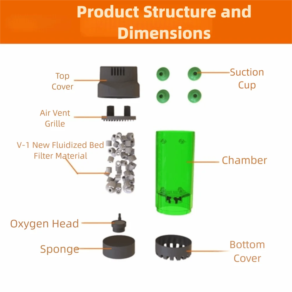 With Air Stone Fluidized Moving Bed Filter Easy Installation Bio Media Bubble Bio Media Reactor High Efficiency Sponge Filter