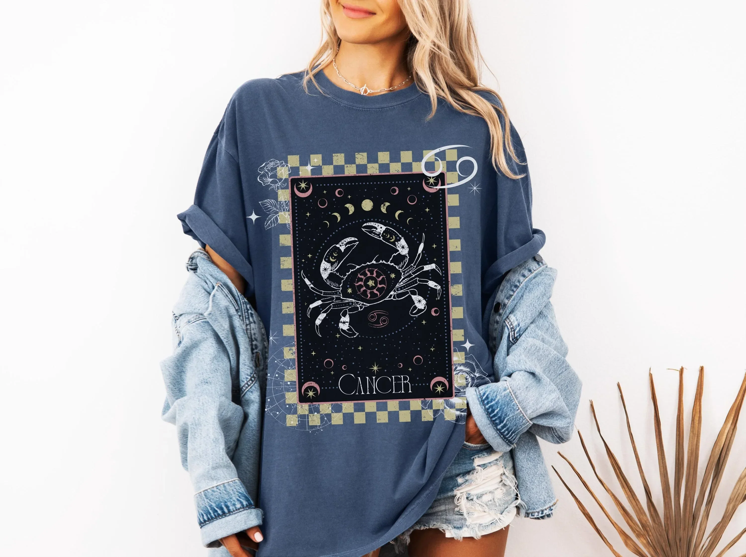 Cancer Zodiac T Shirt  Astrology Horoscope Star Sign Sun Tarot Card Art Birthday