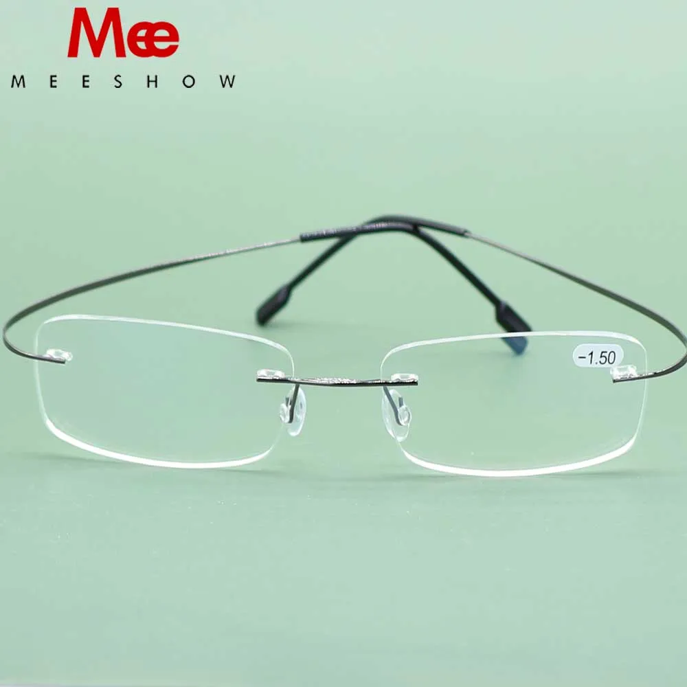 

Meeshow Myopia Rimless Glasses Frame Memory Alloy Eyeglasses Prescription Ultralight Flexible Frames -50 -100 frameless Optical