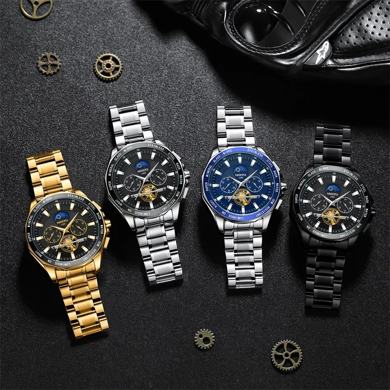 NIBOSI Watch for Men Top Luxury Brand Quartz Big Mens Watches Sport Waterproof Wristwatches Chronograph Date Relogio Masculino