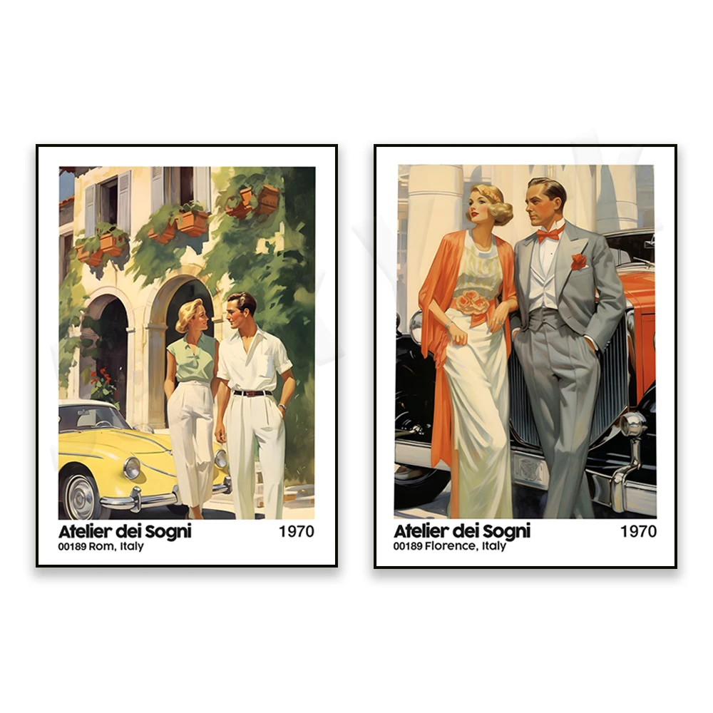 Vintage Italy travel poster, Rome print, Florence travel poster, romantic wall decoration, vintage Italy travel poster