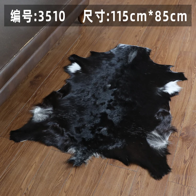 Unique Natural black Goat leather 115cm85cm Rug Wool Leather Chair Cushion Carpet for living room cat mattress dog beds real fur