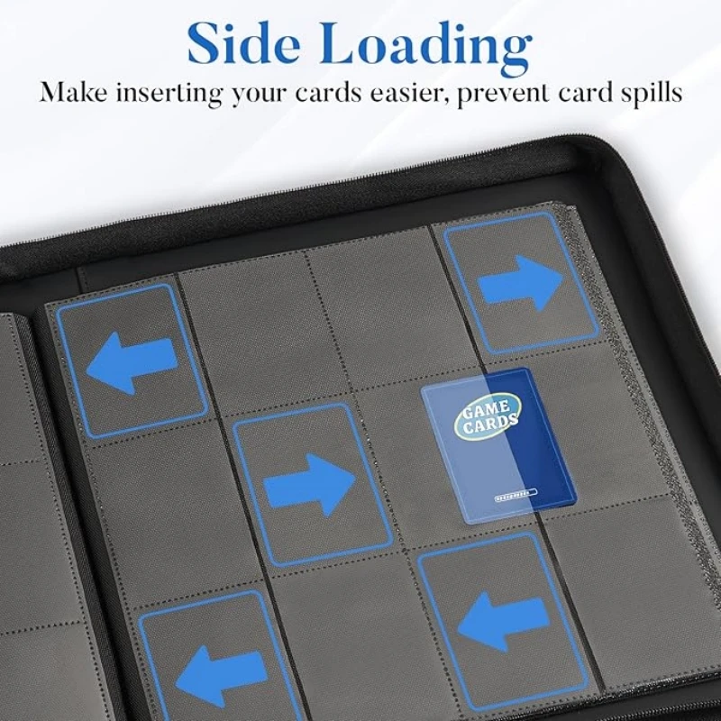 12-Pocket Card Binder (480 Cards) – Ringless Side-Loading, Black/Orange – Ideal for YuGiOh TCG & Sports Cards. Collector's Dre image 3