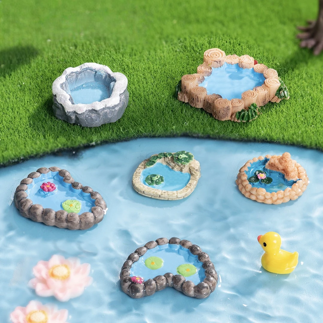 

Miniature Landscape Mini Pool Model DIY Miniatures Fairy Garden Decor Micros Ponds Resin Craft Ornament Potted Bonsai Decor 피규어