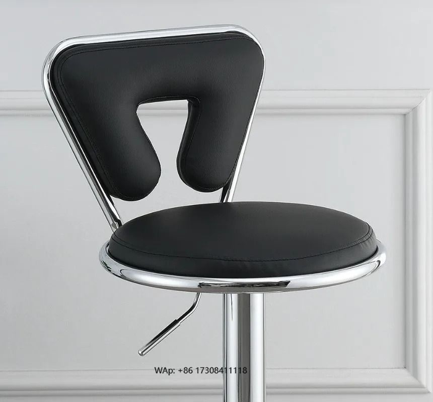Adjustable Bar Stool Gas Lift Chair Artificial Leather Chrome Bottom Metal Frame Modern Fashion Chair