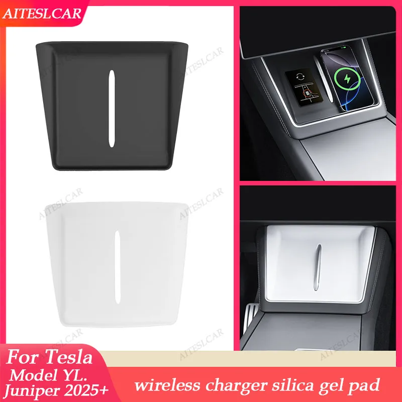 

For Tesla Model YL Juniper 2025 Center Console Silicone Mat Designed Refresh,Non-Slip Design 6-seater YL - wireless charging