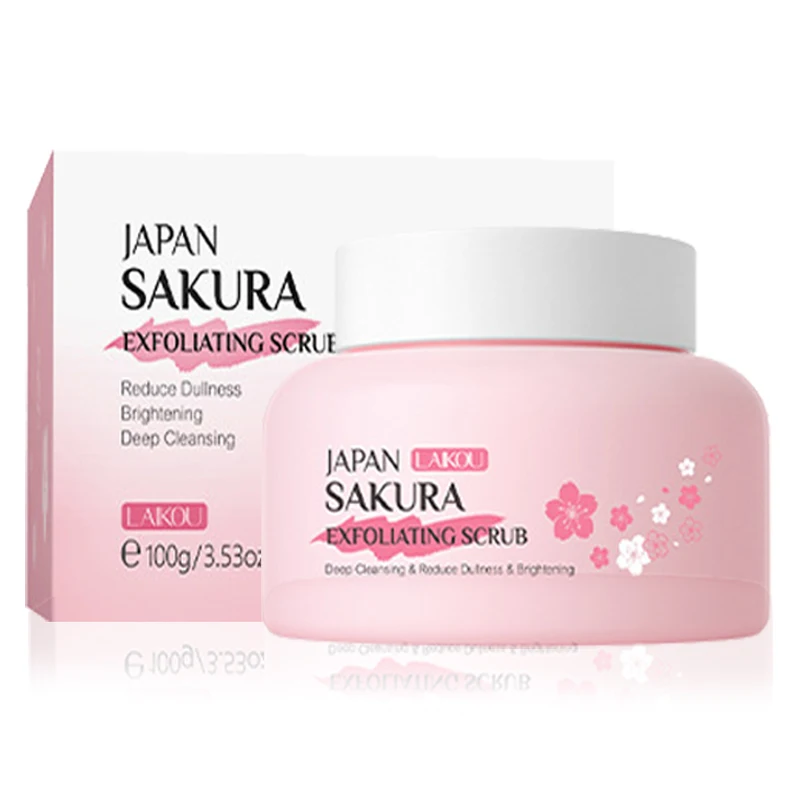 LAIKOU Sakura-crema exfoliante Facial, cremas exfoliantes faciales y corporales, hidratante, reafirmante, brillo, exfoliante de limpieza Facial