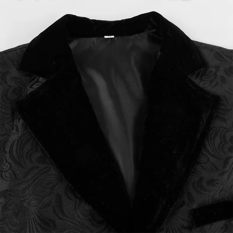 Men's Gothic Victorian Long Waistcoat, Vintage Renaissance Tailcoat Vest with Velvet Collar & Adjustable Belt for Halloween - view 5