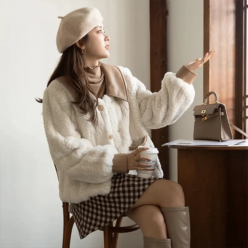 2023 Autumn and Winter New Foreign Style Small Fragrance Coat Female Imitation Lamb Wool Thickened to Wear High-Grade Fur Coat