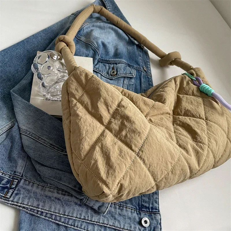 Small Niche Design Armpit Bag for Women 2024 New Soft Diamond Grid Cloud Bag Large Capacity Single Shoulder Dumpling Bag Пакет