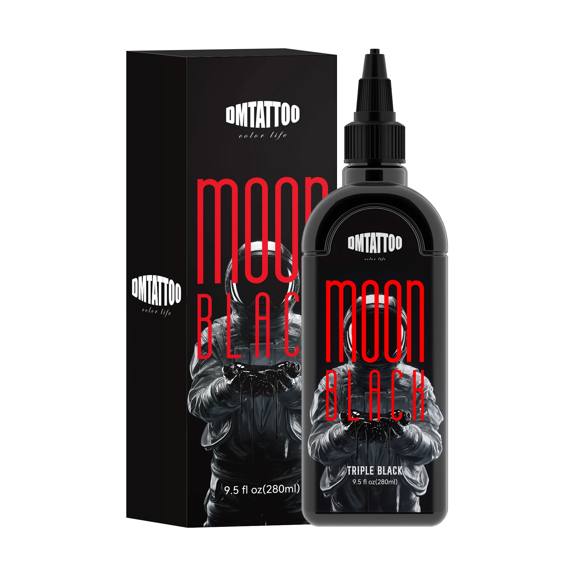 DM Moon Black 9.5oz Tattoo Black Ink Triple/ Lining/ Shading Black Pigment Premium Tattoo Ink Drawing Teng Black Tattoo Material
