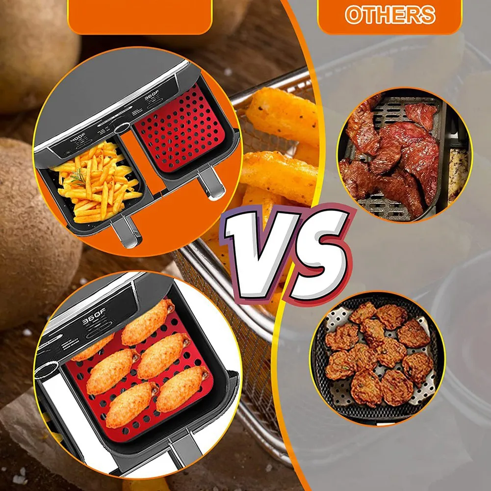 A09G-Wiederverwendbare Silikon-Luftfritteuse-Einlagen für Ninja Foodi Dual Air Fryer DZ201, antihaftbeschichtetes Luftfritteuse-Zubehör, Pergamentpapier