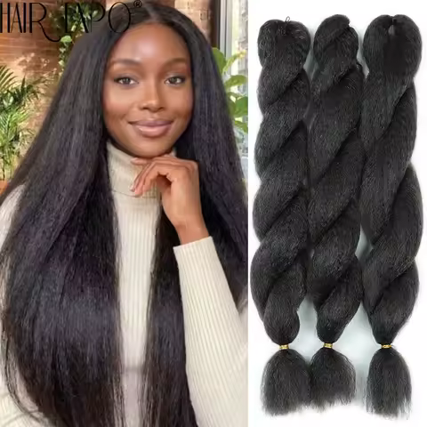 Synthetic Vixen Crochet Hair 26Inch Kinky Straight Braiding Hair Extensions Fluffy Jumbo Braids Afro Kinky Curly Vixen Bulk Hair