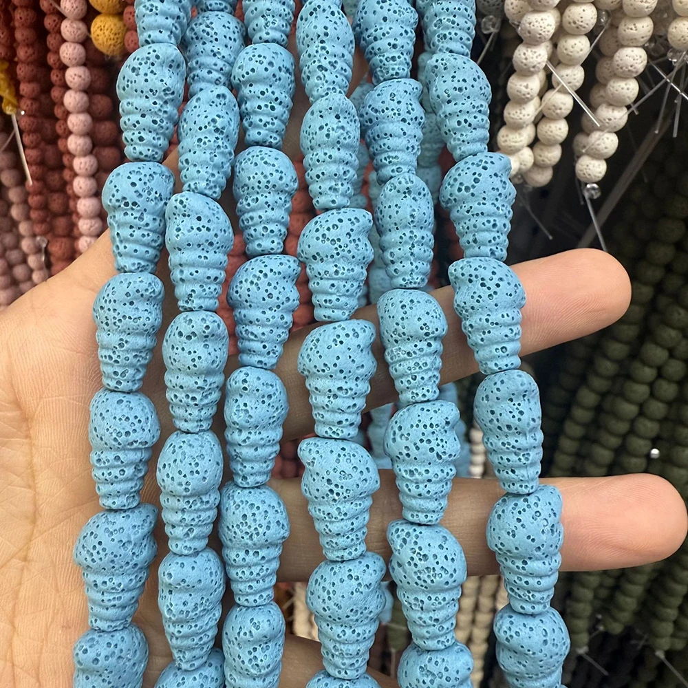 

Multi-color Dyed Volcanic Rock Spiral Beads 12x18mm Conch-Shaped Straight-hole Jewelry Accessory 1strand DIY Necklace Bracelet