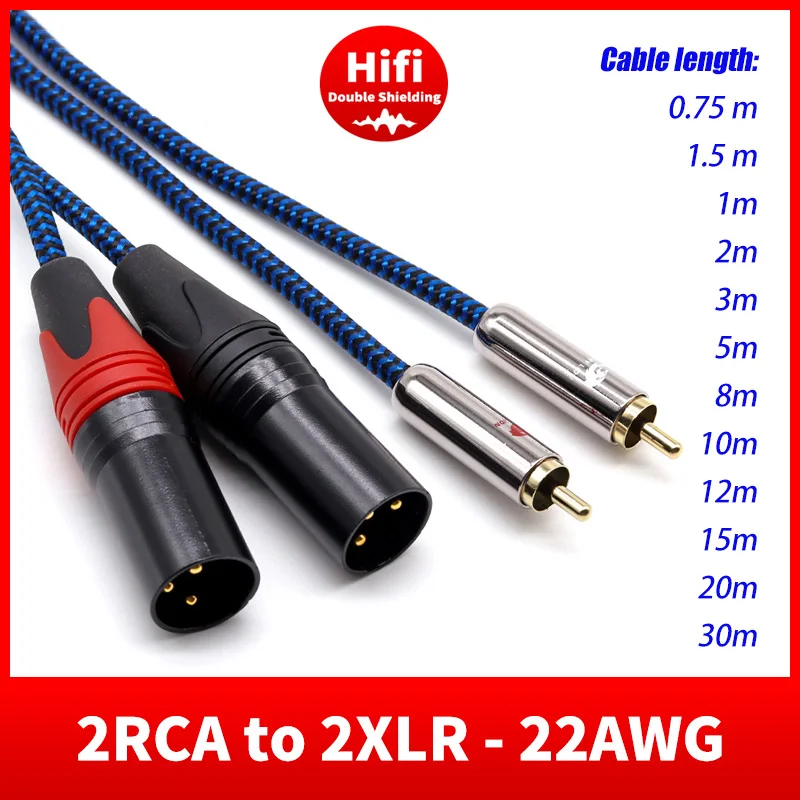 

2RCA to 2XLR Public Audio Cable Dual Lotus to Dual XLR for Amplifier Mixer Electric Guitar Synthesizer Keyboard Shielded Cord