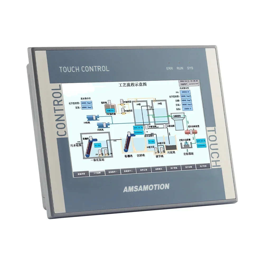 AMSAMOTION S7-200 Ethernet pintar, 7 inci HMI PLC Ethernet semua dalam satu 16DI 16DO 4AI 2AO pengontrol layar sentuh PT100 SMART200