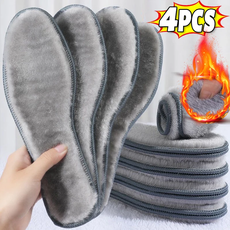 Thermal Felt Insoles Thicken Warm Heated Insoles for Men Women Winter Shoes Breathable Snow Boots Imitation Rabbit Shoe Pads