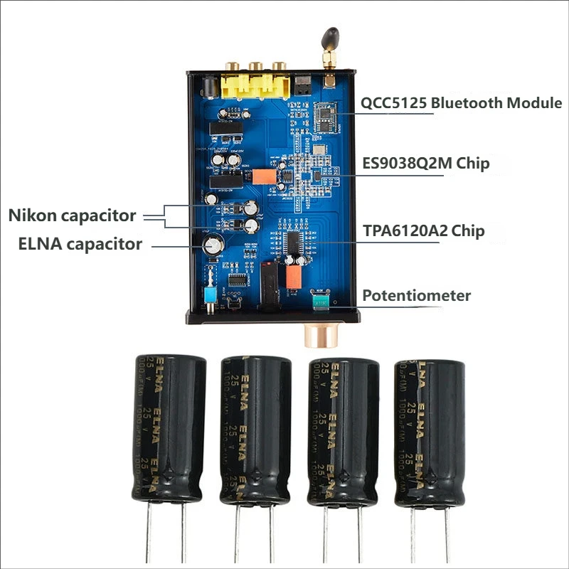 YJCO A938 DAC Hifi Headphone Amplifier Bluetooth Decoder BT Chip QCC5125 Home Stereo Speaker Audio Amp view 3