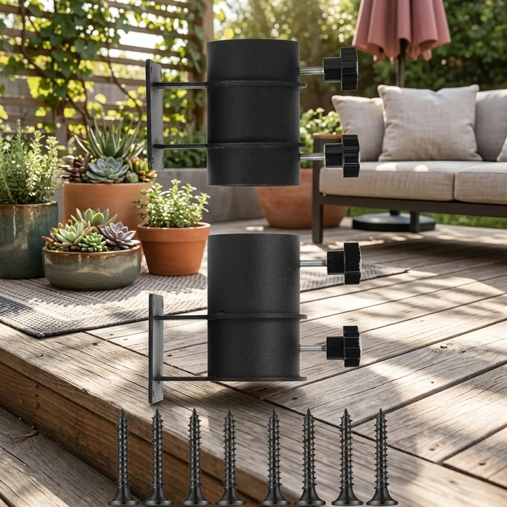 Outdoor Umbrella Support Stand Designed Specifically for Deck Railings with Metal Construction for Weather Resistance