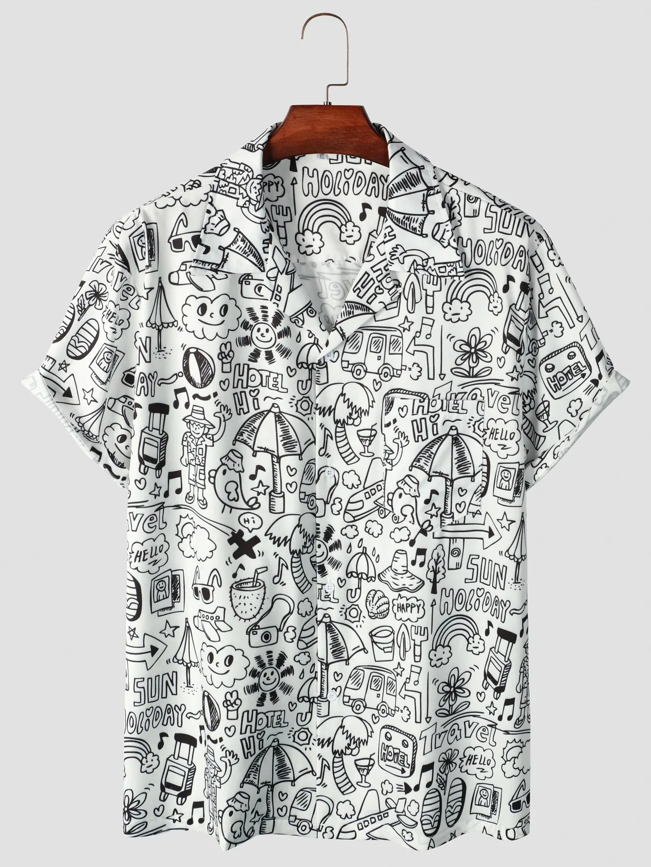 

Men's printed Hawaiian shirts casual button-down shirts with breast pockets for summer beach vacations