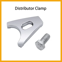 Chrome Steel Distributor Clamp Hold Down with Screw SBC BBC Replacement for CHEVY DISTRIBUTORS V8 V6 CHEVROLET ENGINES 327 350 3