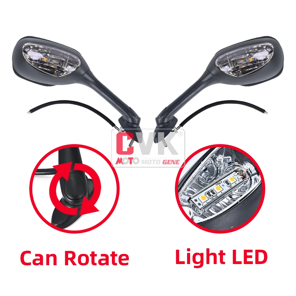 Cvk Spiegels Achteruitkijkspiegel Omgekeerde Met Licht Voor Suzuki GSXR600 GSXR750 GSXR1000 K5 K6 K7 K8 2005 2006 2007 2008 2009 2010