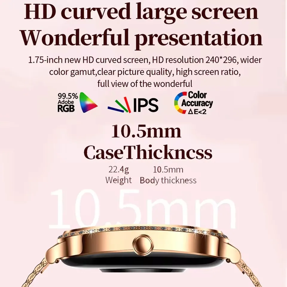 For Huawei Xiaomi Women Smart Watch Curved Screen Heart Rate IP68 Waterproof Fashion Lady Watches Sports Fitness Tracker Clock