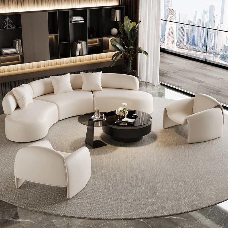 

Nordic Semi-Circular Arc Sofa Beauty Salon Office Hotel Lobby Sales Office Rest Area Reception Sofa Office Furniture 소파 FYSS