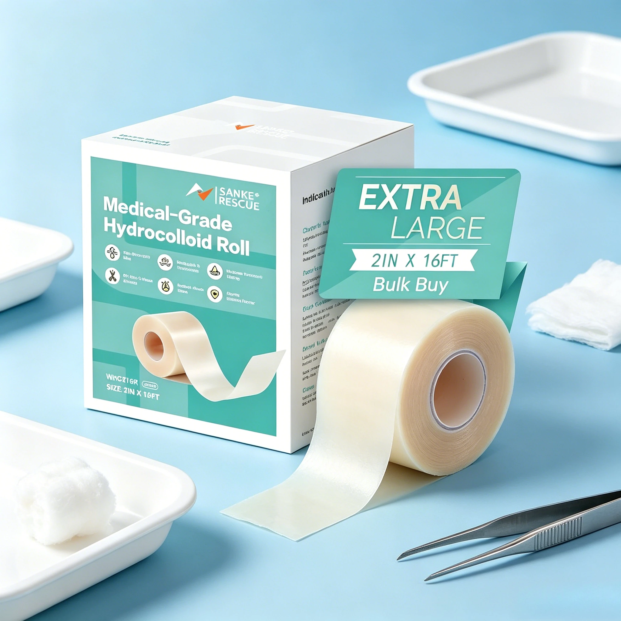 Rollo de Hidrocoloide para el Cuidado de Heridas, Parche Recortable, Apósito Autoadhesivo Impermeable Súper Absorbente, Esencial para Primeros Auxilios