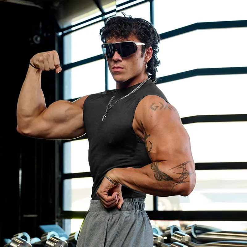 Men Compression Tank Top Tight Muscle Sleeveless Singlet Athletic Tee For Workout Weightlifting Jogging Outdoor Sports Fitness