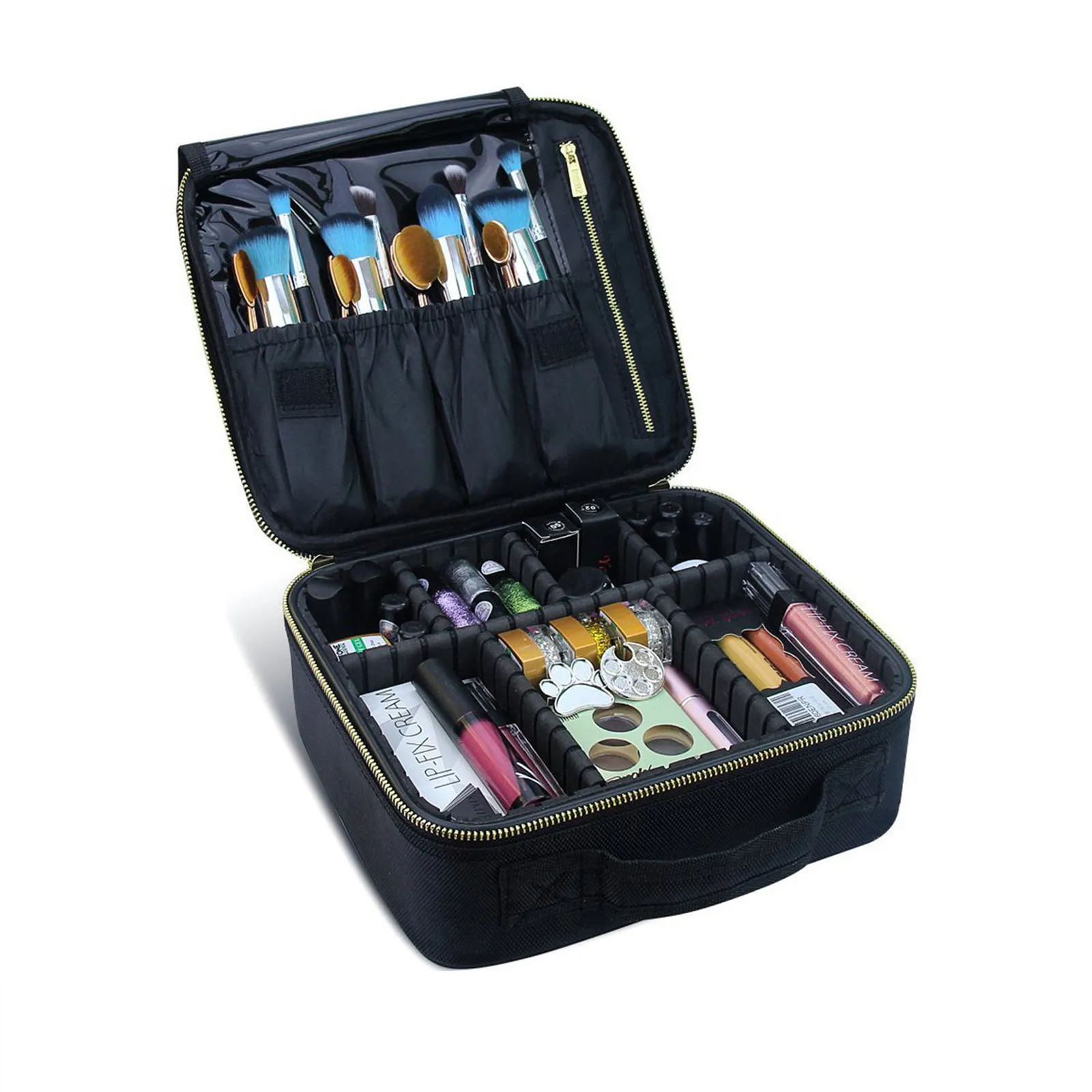 Large Capacity Makeup Bag Multi Layer Organizer Travel Cosmetic Case Adjustable Partition Storage Beauty With Box Zipper 2026 T1