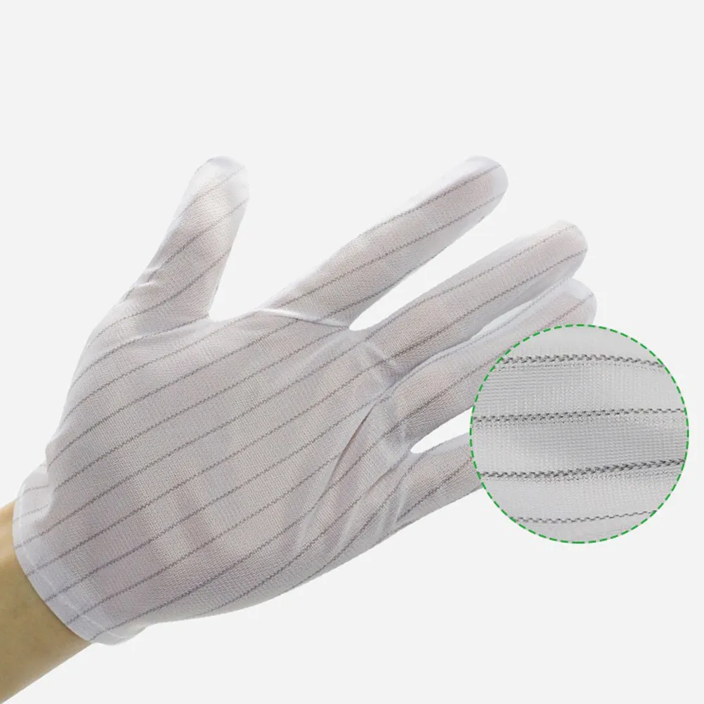 10Pair Anti-Static Gloves Protective Lightweight Dacron Stripe Design for Mechanical Repair Factory Workshop Esd Safety Gloves