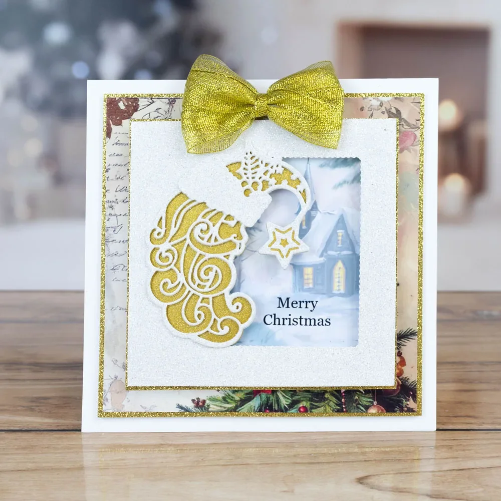 قوالب القطع المعدنية الجديدة لعام 2025 لألبوم صور القصاصات بنفسك وبطاقات المعايدة فوق الحافة Yuletide Chimes Advent Angel