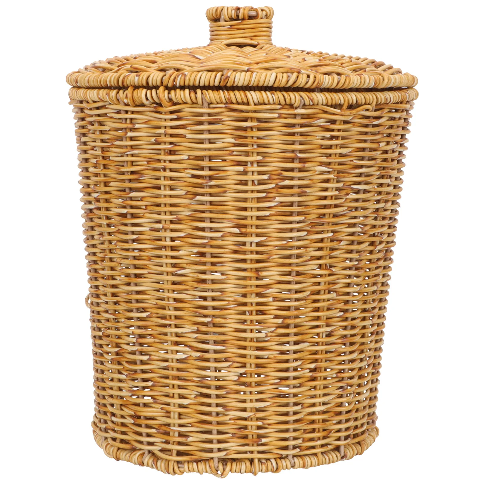 

Storage Basket Office Laundry Hamper with Lid Wicker Rattan Plastic Sundries Woven