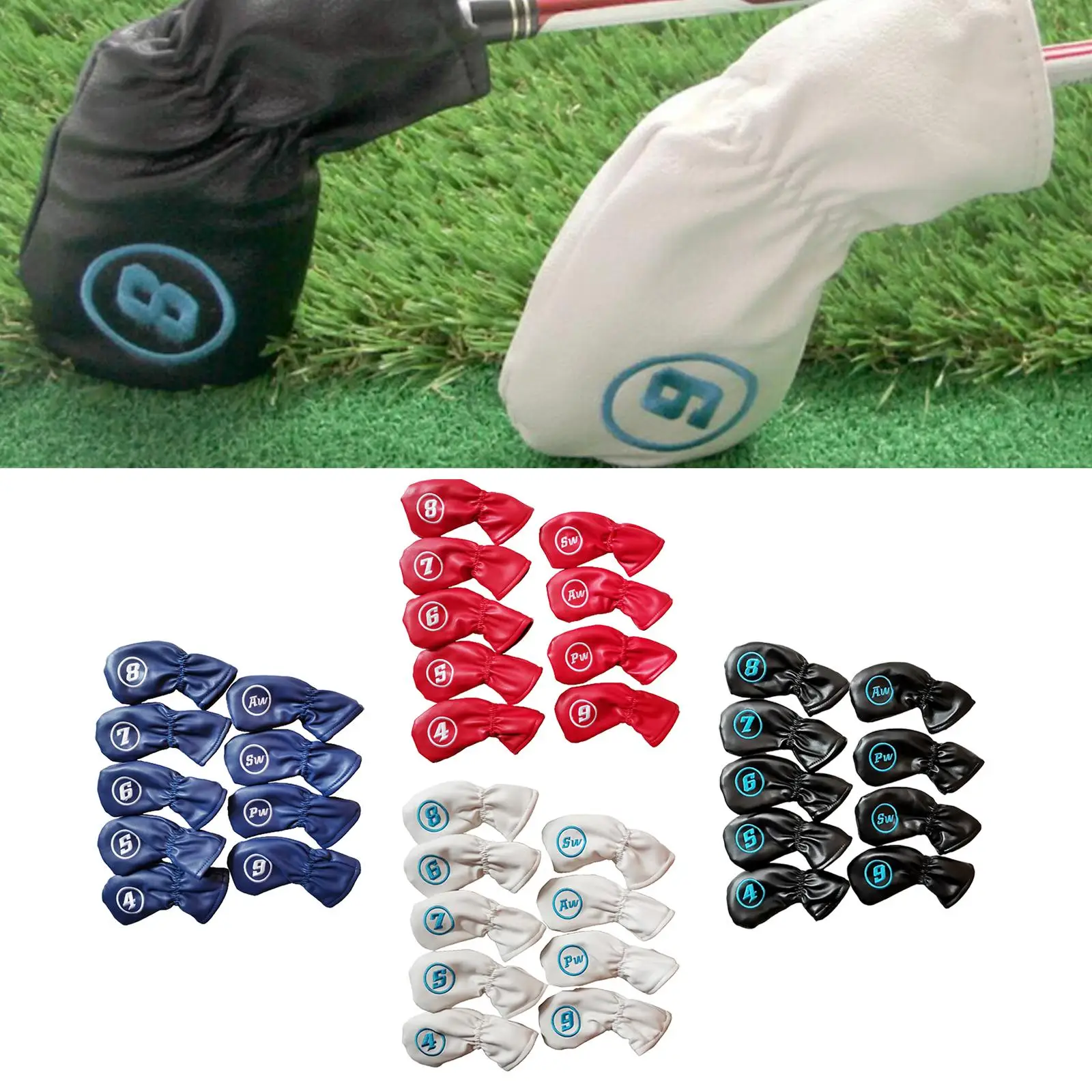 

9Pcs/Pack Headcover Driver Head Cover Covers Hybrid Accessories Set for