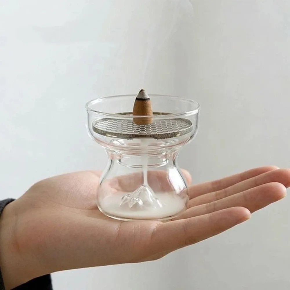 High-Temperature Resistant Backflow Incense Burner Anti Dust Glass Aromatherapy Burner Minimalist Metal Filter Screen