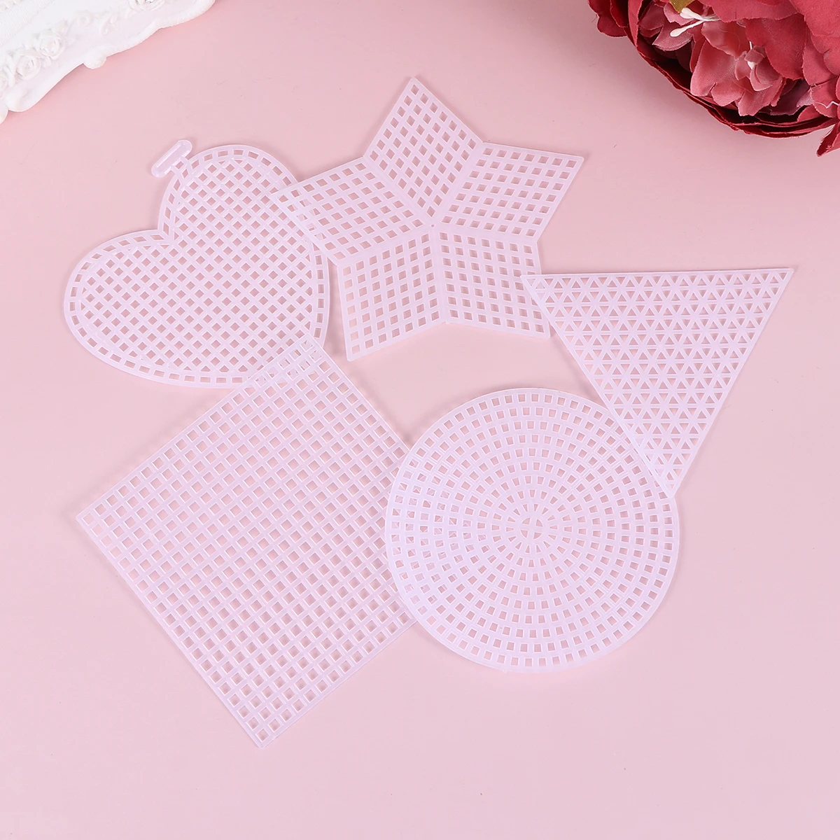 

50pcs Cross Stitch Mesh Sheet Plastic Embroidery Grid Diy Lining Board Multi Purpose Woven Base Manual Craft Kit For Adults