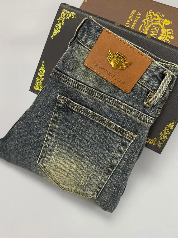 

2026 Autumn New Fashion Jeans for Men, Slim Fit, Luxury Vintage Korean Style Casual Denim Pants