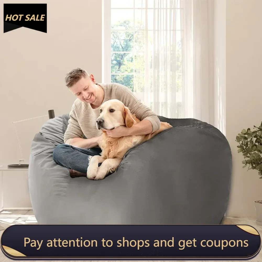 

Floor Sofa for Living Room Bean Bag Chair: Giant 4' Memory Foam Furniture Bean Bag Chairs for Adults With Microfiber Cover - 4Ft