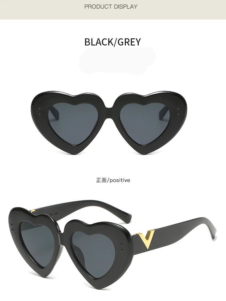 Neue Mode Liebe Herz Sonnenbrille Frauen Nette Sexy Retro Cat Eye Vintage Günstige Sonnenbrille Schwarz Rot Weibliche Brillen – Detail 9