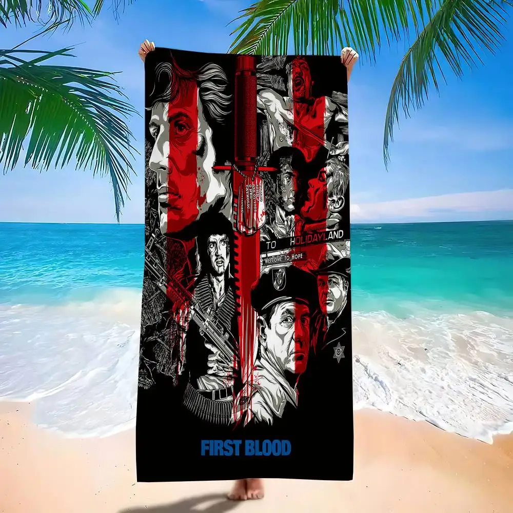 Classic Movie Rambo First Blood Vintage Film Microfiber Printed Beach Towel Mountain Climbing Yoga Beach Absorbent Soft Towel