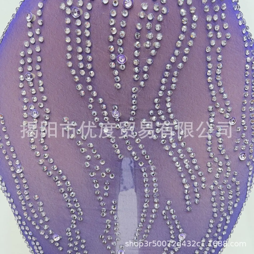 طاقم الرقبة ضيق مثير منظور مزاجه فستان بار حفلة ليلة حفلة تنورة قصيرة الأداء الأرجواني الصوف Vestidos Brillantes