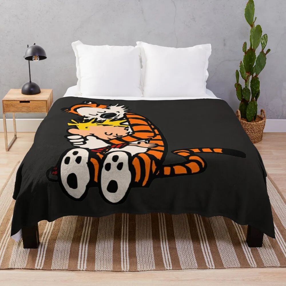 

calvin and hobbes had funy hug Throw Blanket Plush Decorative Beds Soft Big Decorative Sofas Blankets